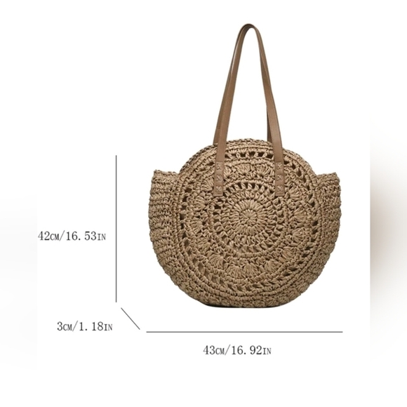 Boho Hollow-Out Straw Stodios  Woven Beach Round Large  Shoulder  bag‎ fo… - Picture 3 of 6